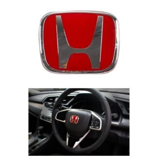 HONDA STEERING LOGO RED AND CHROME