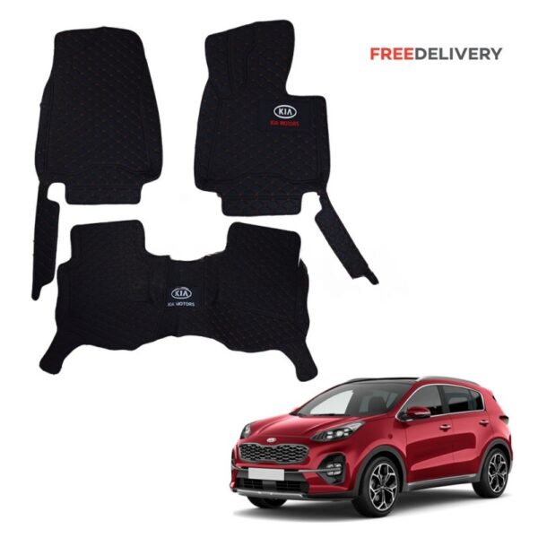 QUALITY 7D KIA SPORTAGE MATS - BLACK AND RUST 2019-22