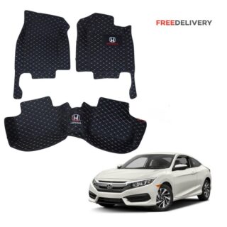 SOGO QUALITY 7D HONDA CIVIC MATS - BLACK AND BEIGE 2016-21