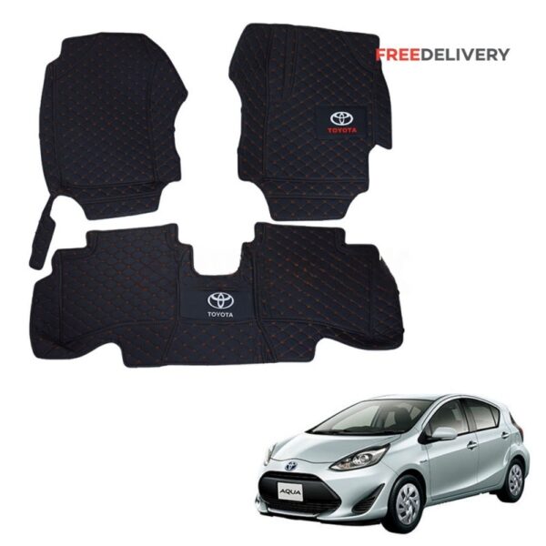 SOGO QUALITY 7D TOYOTA AQUA MATS - BLACK AND RUST 2016-22